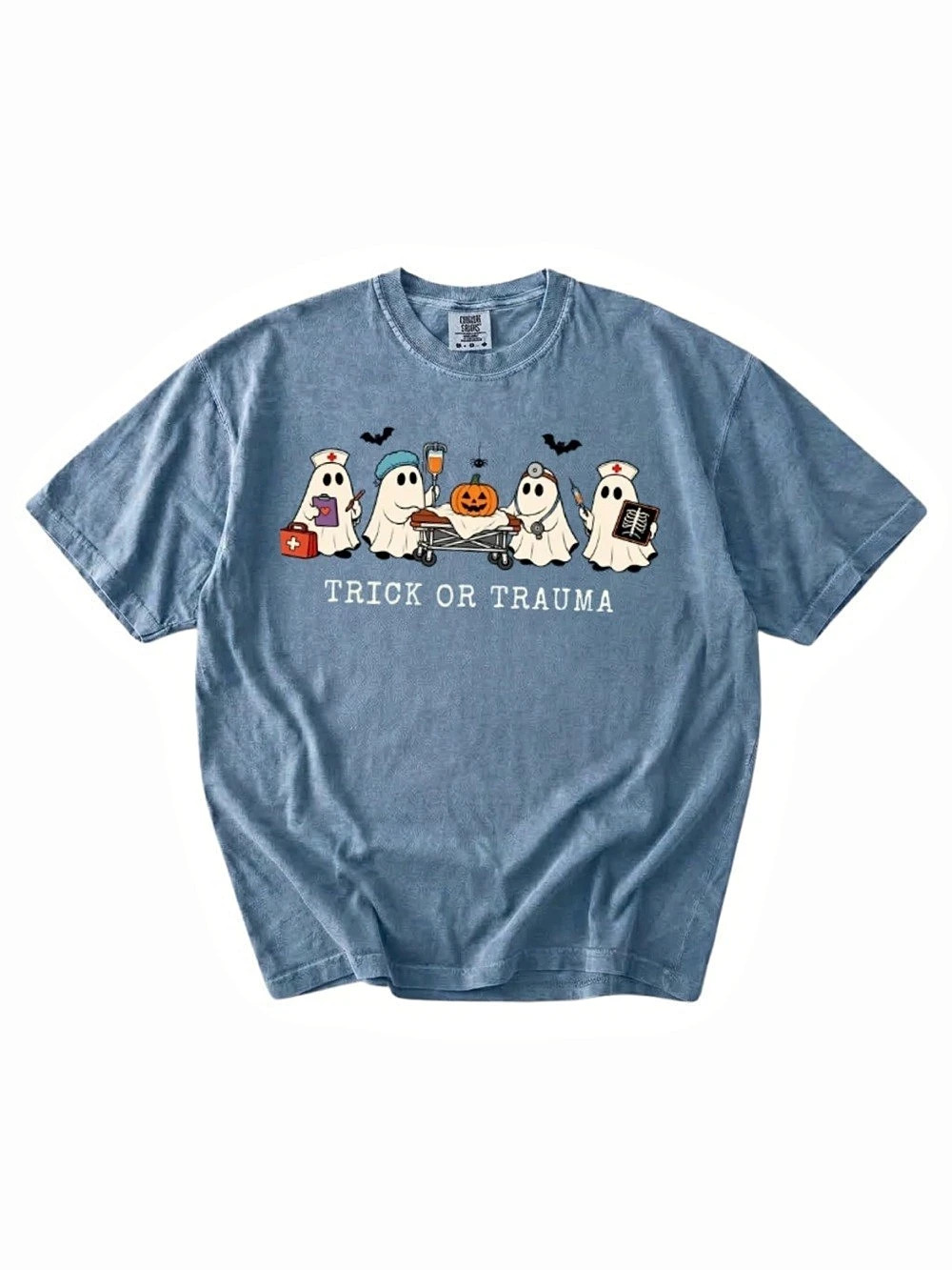 Comfort Colors Garment-Dyed Heavyweight T-Shirt with Trick or Trauma - Blue Jean